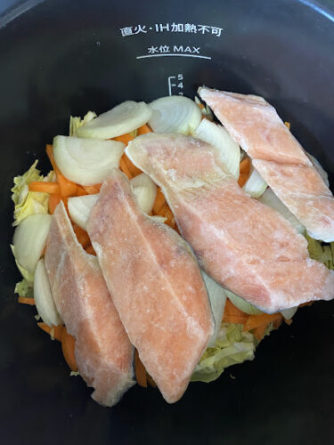 ホットクックレシピ「鮭のちゃんちゃん焼き」の調理画像