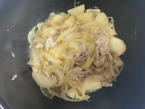 ホットクックレシピ「長芋と豚肉の甘辛煮」の調理画像