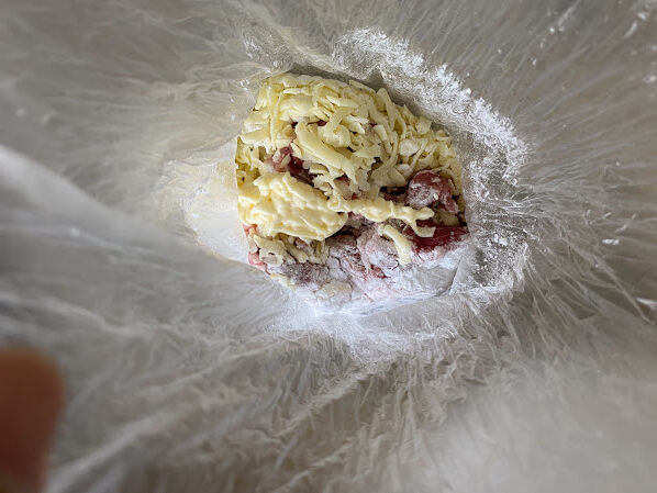 ヘルシオレシピ「豚こまチーズ焼き」の調理画像