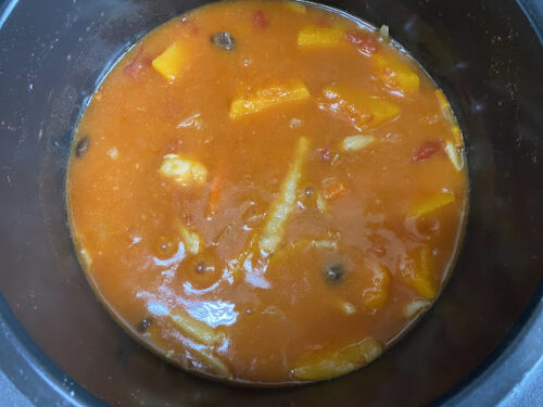 ホットクックレシピ「かぼちゃとチキンのトマトシチュー」レシピの調理画像
