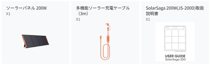 Jackery ソーラーパネル 200Wの同梱物
