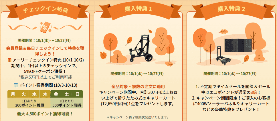 2025年10月EcoFlowポータブル電源セールの特典詳細