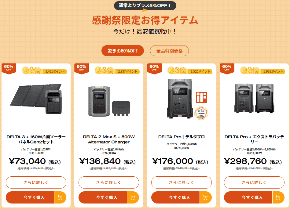 2025年10月EcoFlowポータブル電源セールの特典詳細
