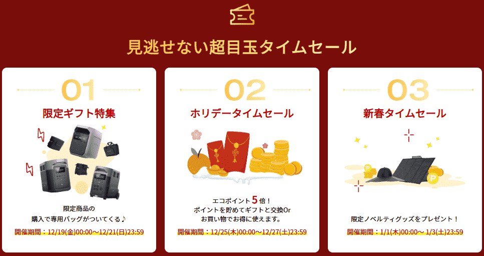 2025年12月EcoFlowポータブル電源年末年始セール