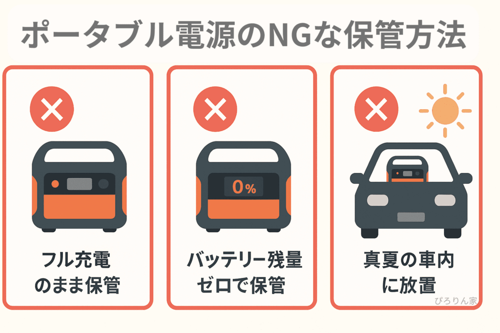 ポータブル電源のNGな保管方法
